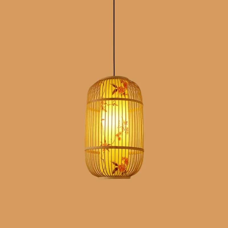 Teardrop/Bubbling/3-Shade hanglampset Chinese stijl bamboe 1-lichts beige plafondhangende lantaarn Clearhalo