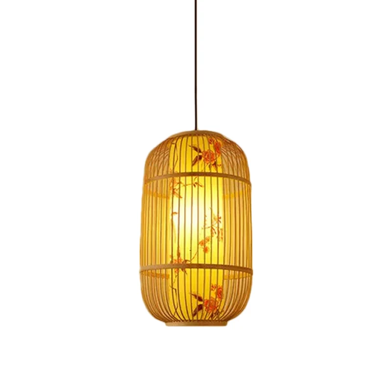 Teardrop/Bubbling/3-Shade hanglampset Chinese stijl bamboe 1-lichts beige plafondhangende lantaarn Clearhalo