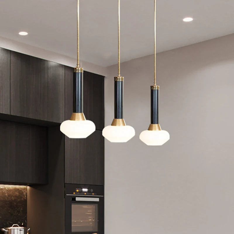 Torchlight Design nachtkasthanger opaal matglas 1-lichts modernistische plafondslingerlamp zwart Clearhalo