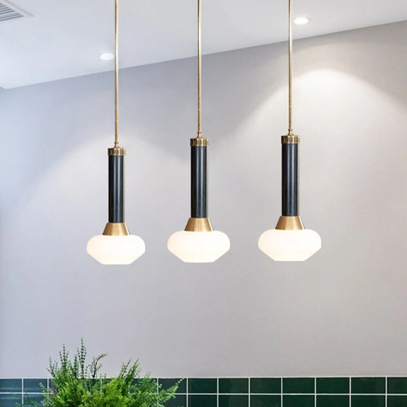 Torchlight Design nachtkasthanger opaal matglas 1-lichts modernistische plafondslingerlamp zwart Clearhalo