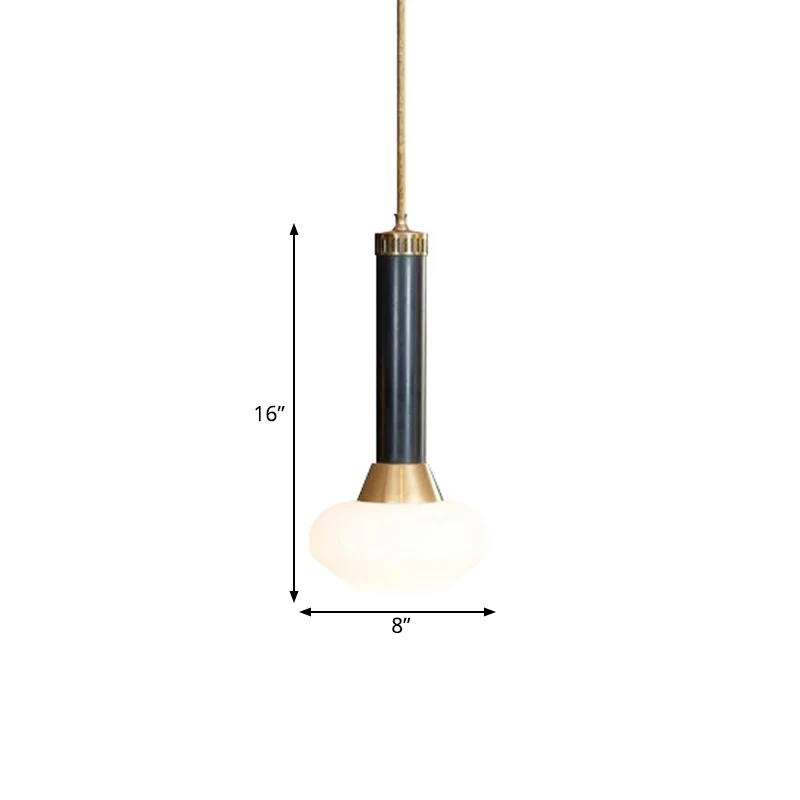 Torchlight Design nachtkasthanger opaal matglas 1-lichts modernistische plafondslingerlamp zwart Clearhalo