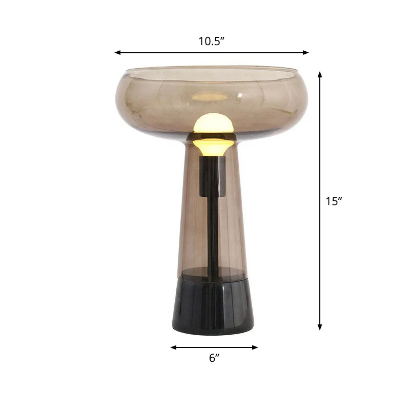 Torch-vormige nachtkastjelamp van glas, 1-lichts Art Deco-nachtlamp met open bovenkant Clearhalo
