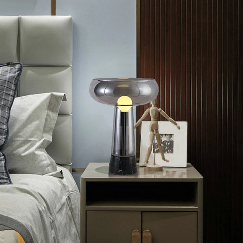 Torch-vormige nachtkastjelamp van glas, 1-lichts Art Deco-nachtlamp met open bovenkant Clearhalo