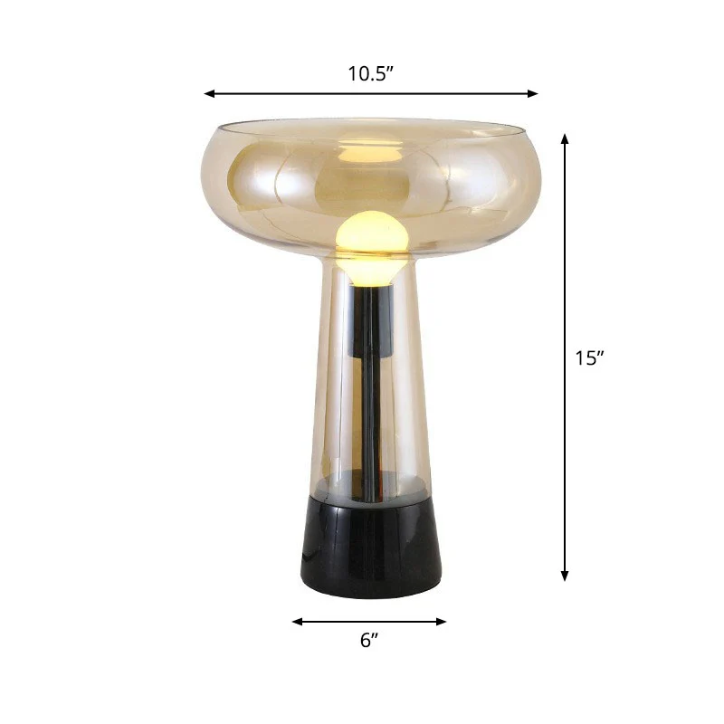 Torch-vormige nachtkastjelamp van glas, 1-lichts Art Deco-nachtlamp met open bovenkant Clearhalo