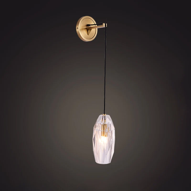 Torpedo Clear Crystal Sconce Lichtarmatuur Hedendaagse 1-hoofdslaapkamer Wandgemonteerde verlichting Clearhalo
