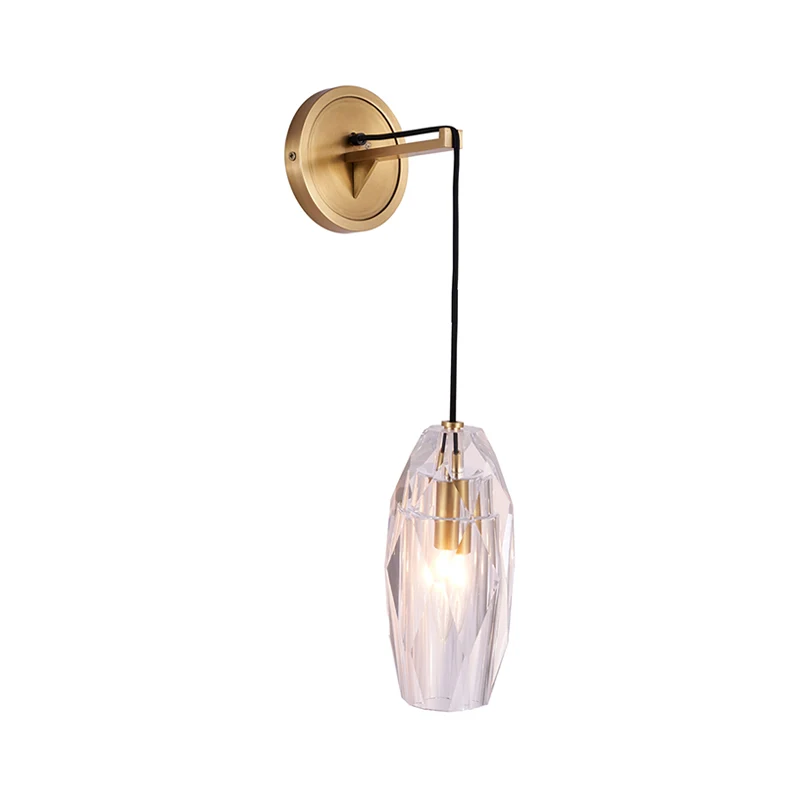 Torpedo Clear Crystal Sconce Lichtarmatuur Hedendaagse 1-hoofdslaapkamer Wandgemonteerde verlichting Clearhalo