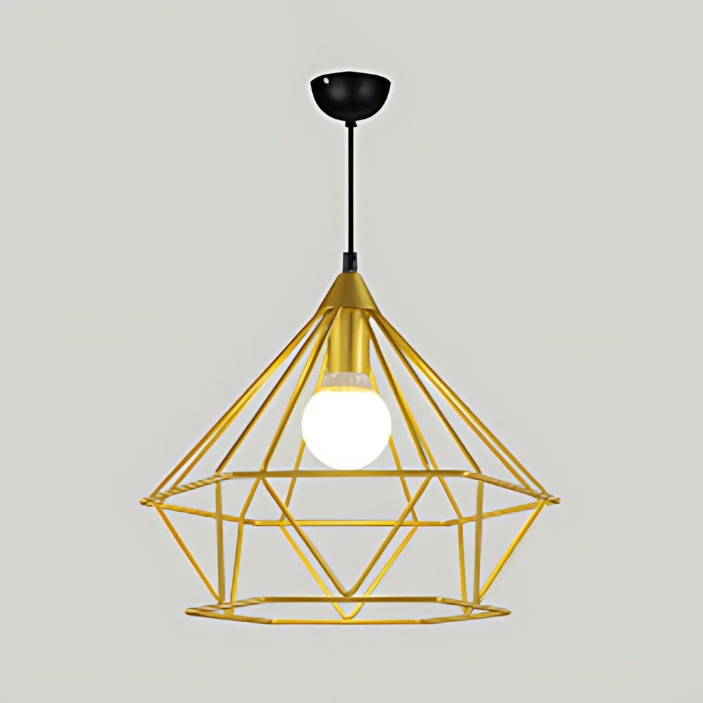 Traditionele Diamond Wire Guard hanglamp metaal 1-lichts hanglamp voor trapcafé Clearhalo