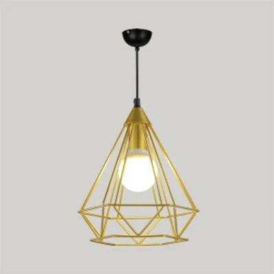 Traditionele Diamond Wire Guard hanglamp metaal 1-lichts hanglamp voor trapcafé Clearhalo