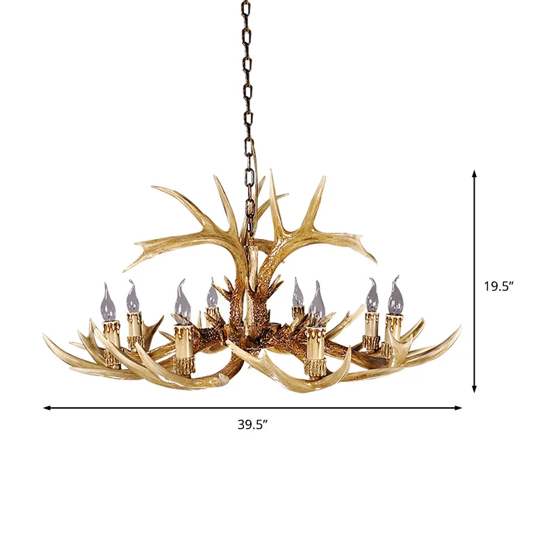 Traditionele hanglamp de vorm van een gewei, 8 lampen, harskroonluchterlamp bruin Clearhalo