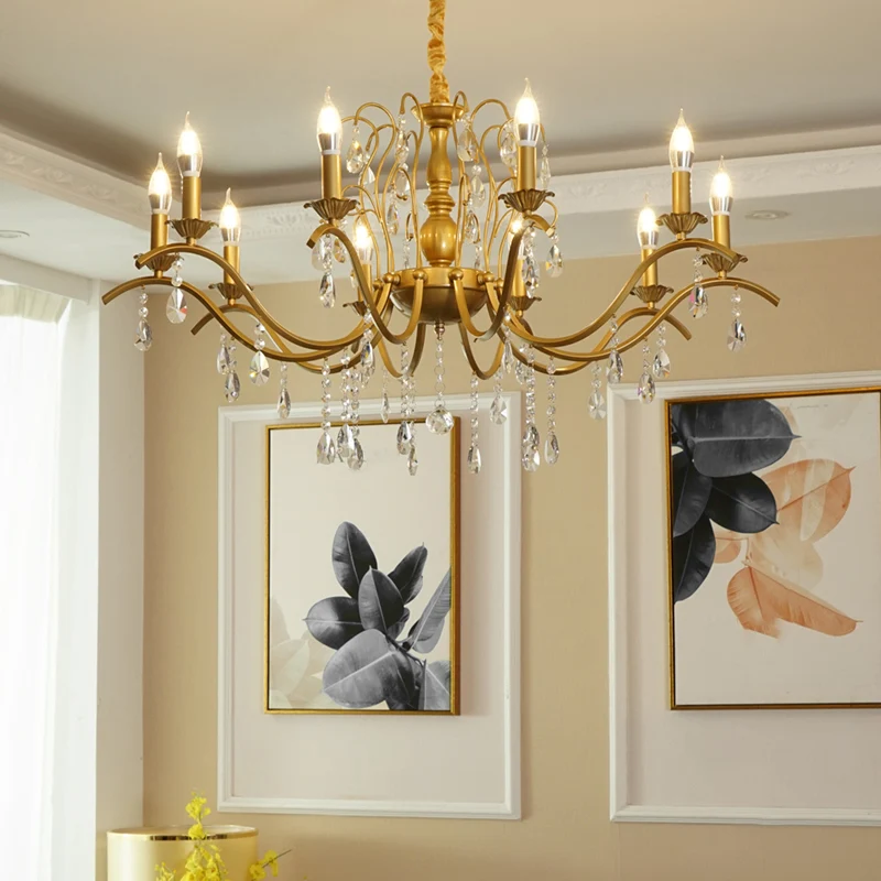 Traditionele kandelaar kroonluchter metalen hangende hanglamp met kristallen decoratie Clearhalo