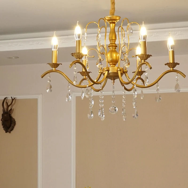 Traditionele kandelaar kroonluchter metalen hangende hanglamp met kristallen decoratie Clearhalo