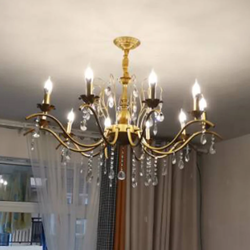 Traditionele kandelaar kroonluchter metalen hangende hanglamp met kristallen decoratie Clearhalo