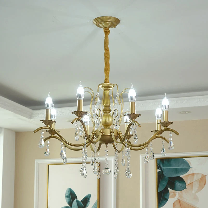 Traditionele kandelaar kroonluchter metalen hangende hanglamp met kristallen decoratie Clearhalo