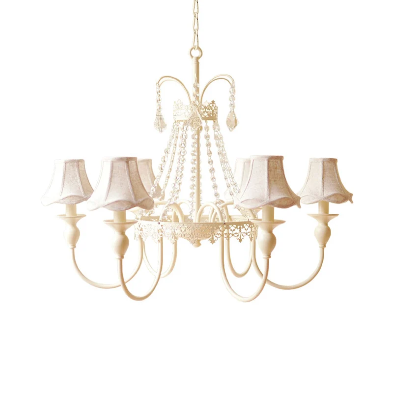 Traditionele klokkroonluchter verlichtingsarmatuur 6-kops kristallen hangende plafondlamp wit Clearhalo
