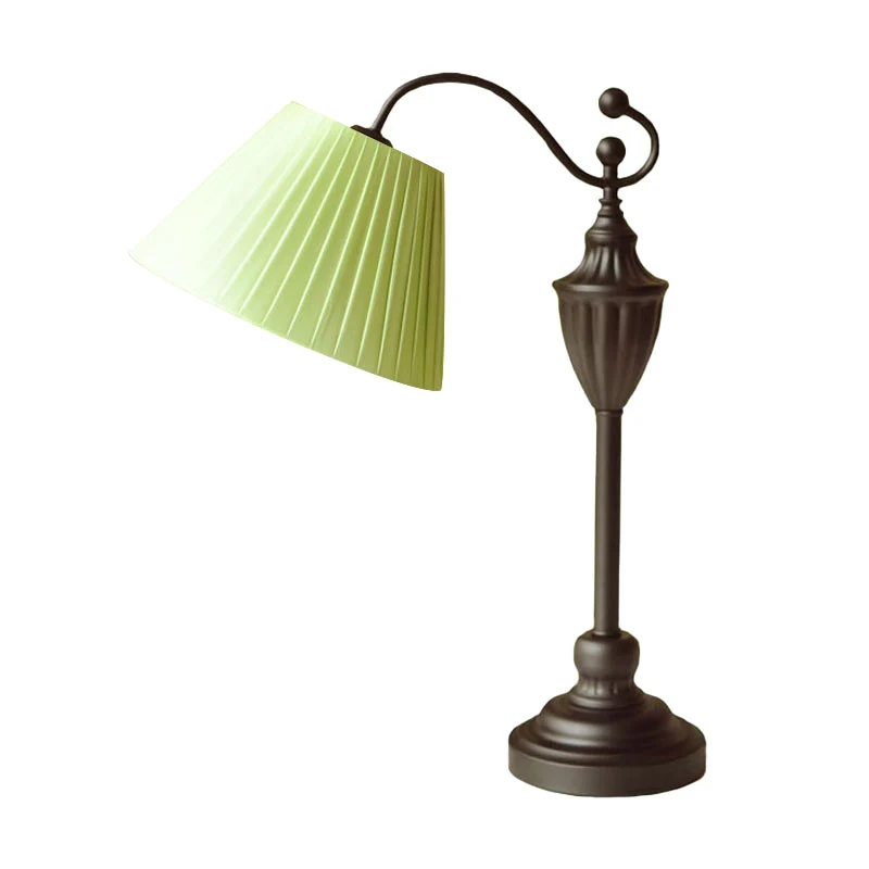 Traditionele tonvormige studielamp 1 lichte stoffen taakverlichting wit/blauw/groen voor slaapkamer Clearhalo