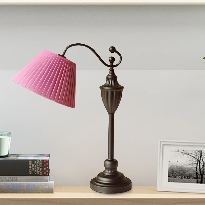 Traditionele tonvormige studielamp 1 lichte stoffen taakverlichting wit/blauw/groen voor slaapkamer Clearhalo