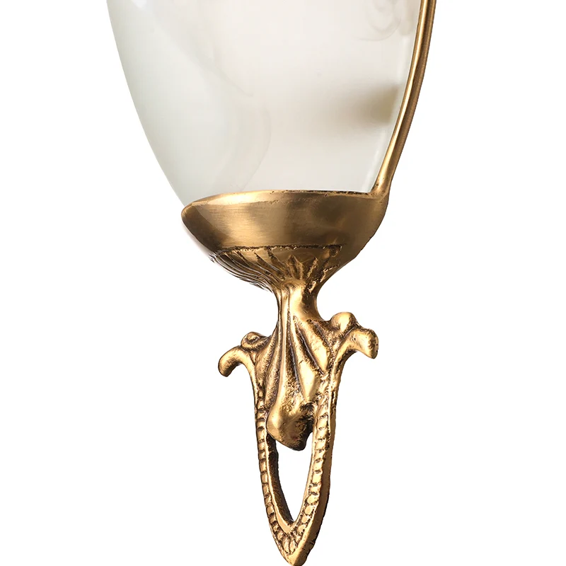 Traditionele trompet wandmontage verlichting matglas 1 kop wandgemonteerde lamp messing Clearhalo