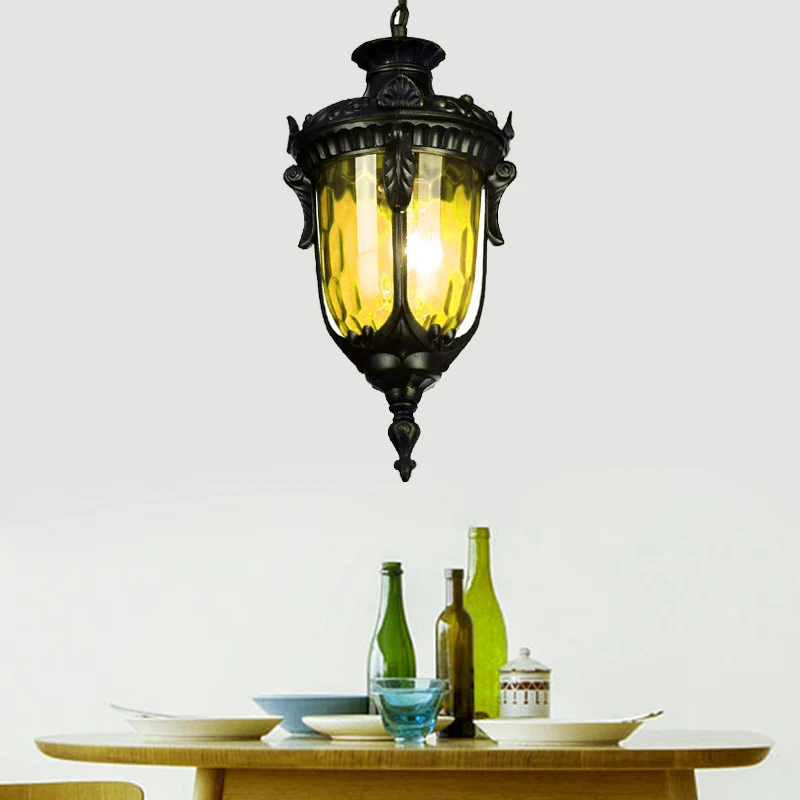 Traditionele Urn hanglamp rood/geel/blauw glas 1/5 lampen hanglamp voor woonkamer Clearhalo