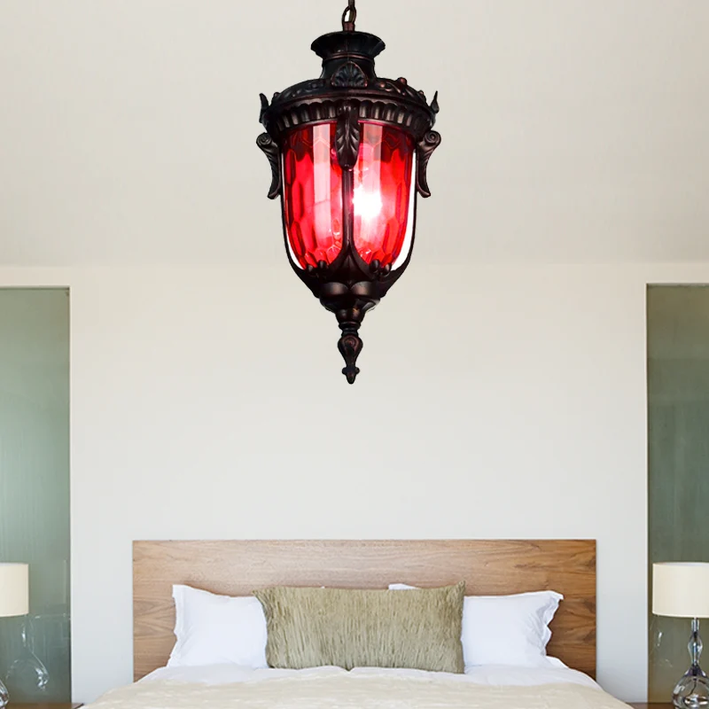 Traditionele Urn hanglamp rood/geel/blauw glas 1/5 lampen hanglamp voor woonkamer Clearhalo