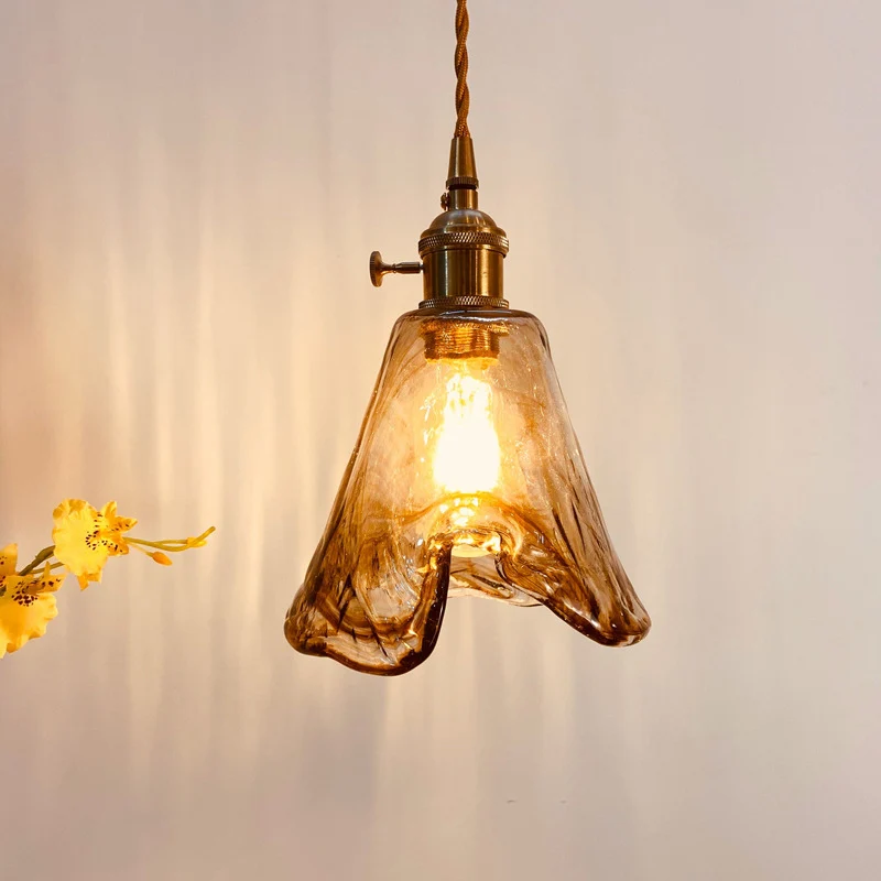 Trapezium/Kegel/Cuboid Hanglamp Modernistisch Amber Albast Glas 1 Licht Messing Downverlichting Hanger voor Eetkamer Clear...