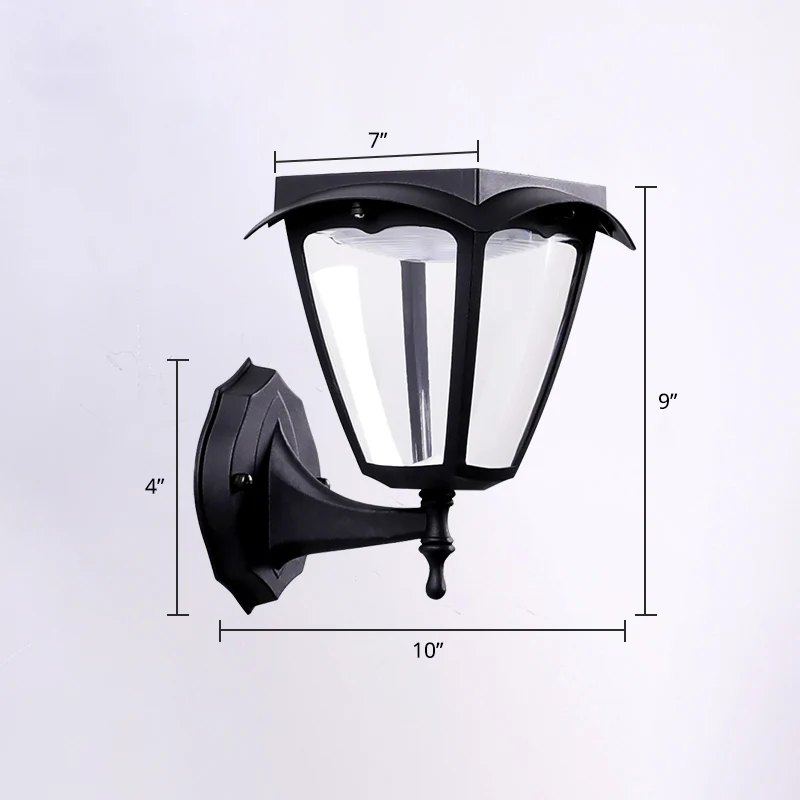 Trapeziumvormige kunststof LED-wandlamp op zonne-energie Eenvoud Buiten wandgemonteerde lamp zwart Clearhalo