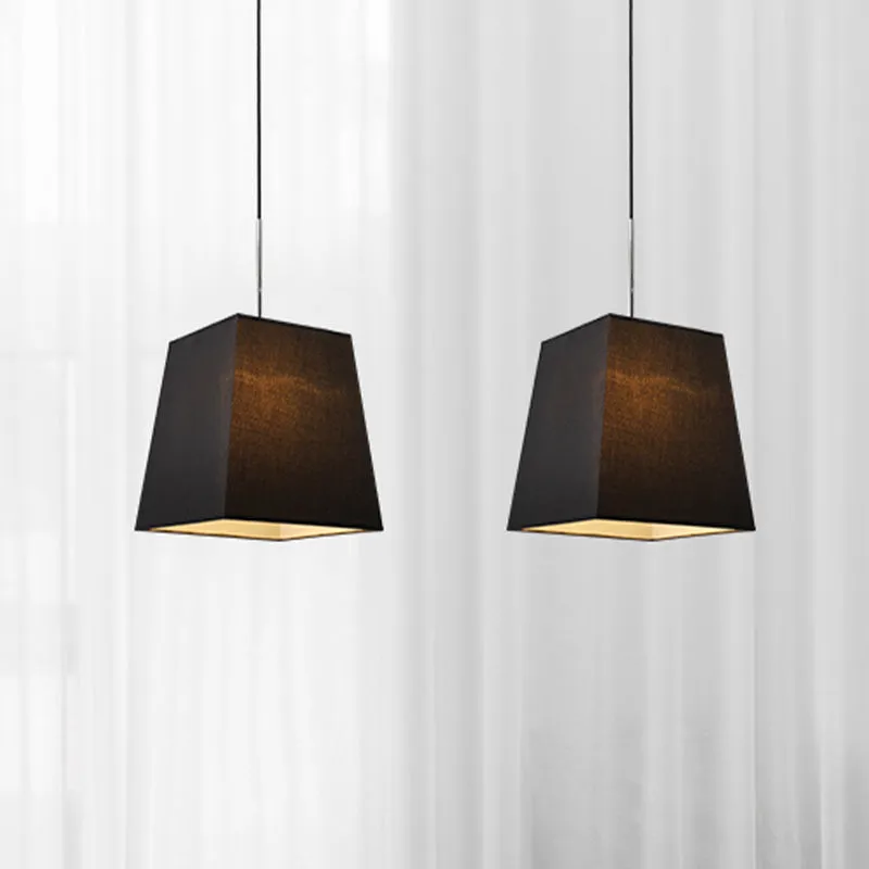 Trapeziumvormige mini-hanglamp Eenvoud Stof Enkele zwarte hanglamp voor eetkamer Clearhalo