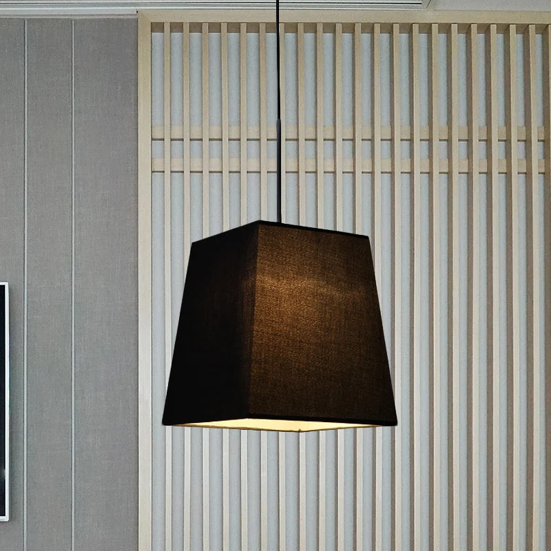 Trapeziumvormige mini-hanglamp Eenvoud Stof Enkele zwarte hanglamp voor eetkamer Clearhalo