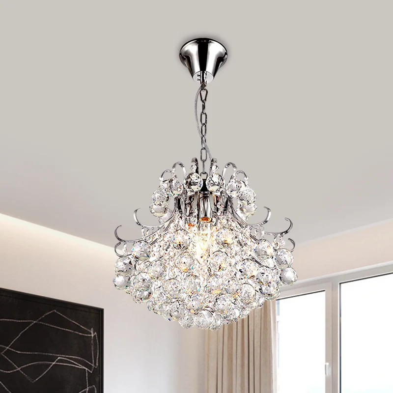 Trapsgewijze plafondkroonluchter eigentijds helder kristal 4 koppen chroom hangende hanglamp voor slaapkamer Clearhalo