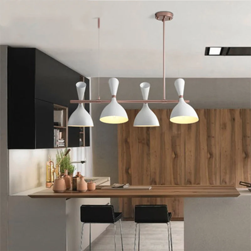 Trechterplafondhanglamp Eenvoudig 4-lichts metalen eilandverlichting voor eetkamer Clearhalo