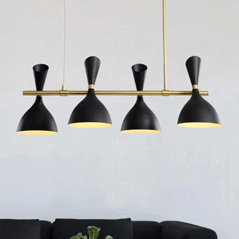 Trechterplafondhanglamp Eenvoudig 4-lichts metalen eilandverlichting voor eetkamer Clearhalo