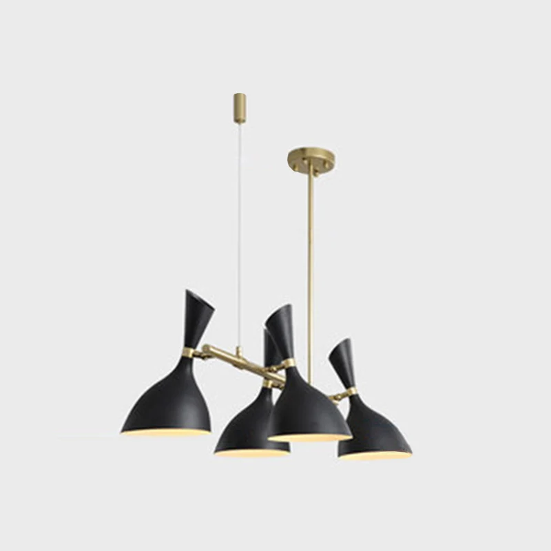 Trechterplafondhanglamp Eenvoudig 4-lichts metalen eilandverlichting voor eetkamer Clearhalo
