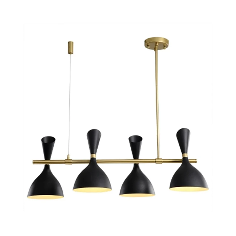 Trechterplafondhanglamp Eenvoudig 4-lichts metalen eilandverlichting voor eetkamer Clearhalo