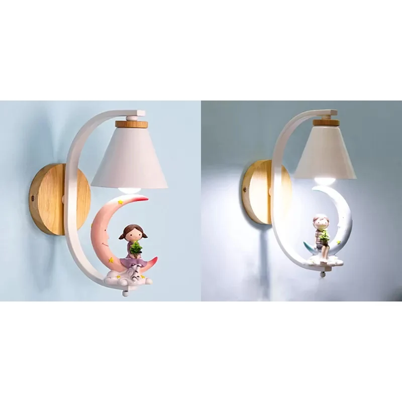 Trechterschaduwwandlamp met Little Kid Deco 1 kop Mooie metalen wandkandelaar voor kinderslaapkamer Clearhalo