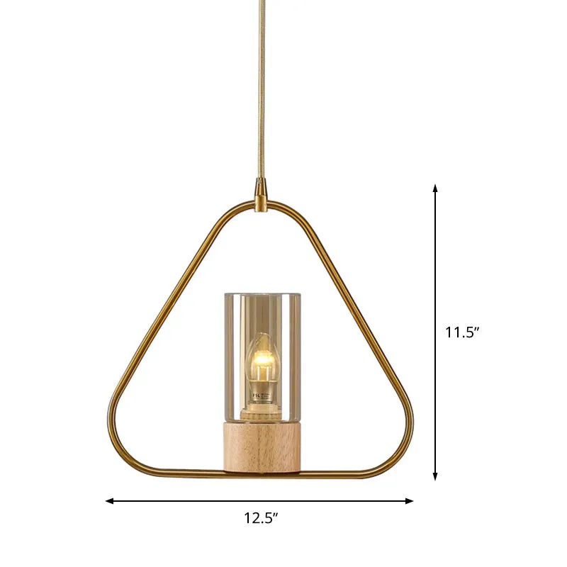 Triangle Drop Hanger Modernisme Metaal 1 Kop Woonkamer Hanglamp goud Clearhalo