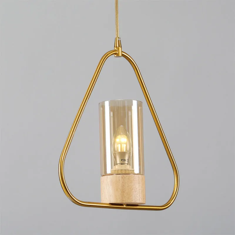 Triangle Drop Hanger Modernisme Metaal 1 Kop Woonkamer Hanglamp goud Clearhalo