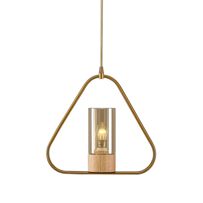 Triangle Drop Hanger Modernisme Metaal 1 Kop Woonkamer Hanglamp goud Clearhalo