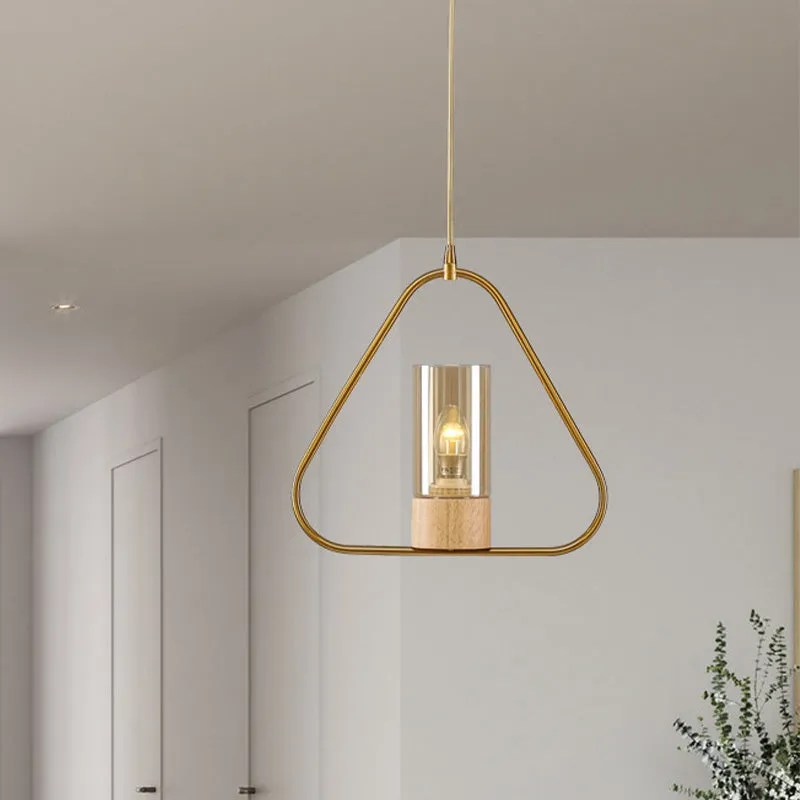 Triangle Drop Hanger Modernisme Metaal 1 Kop Woonkamer Hanglamp goud Clearhalo