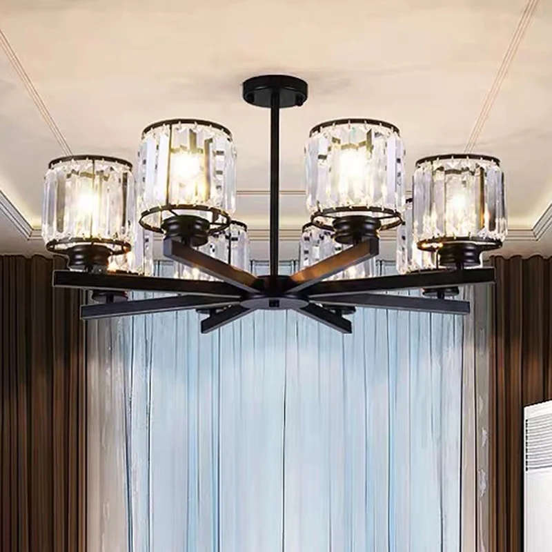 Tri-Prism kristallen cilindrische schaduw kroonluchter hanglamp post-moderne hanglamp voor woonkamer Clearhalo