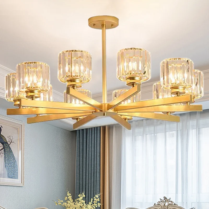 Tri-Prism kristallen cilindrische schaduw kroonluchter hanglamp post-moderne hanglamp voor woonkamer Clearhalo
