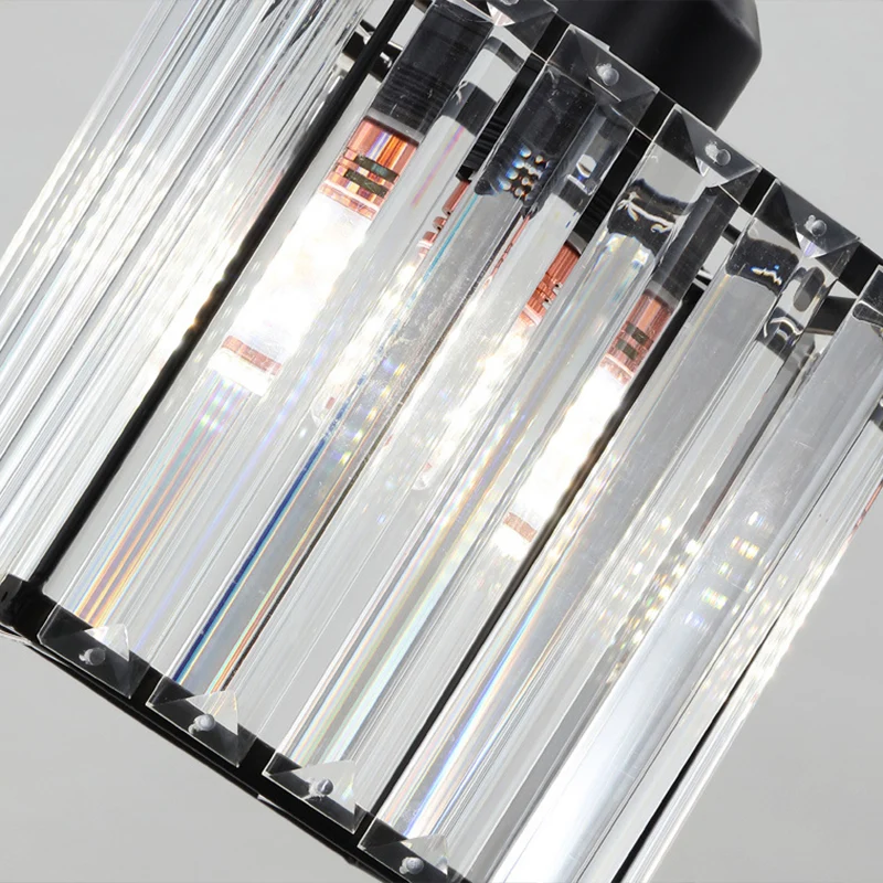 Tri-Prisma Kristallen Spiraal Kubus Hanglamp Moderne Stijl 6 Lampen Multi Light Hanger Zwart Clearhalo