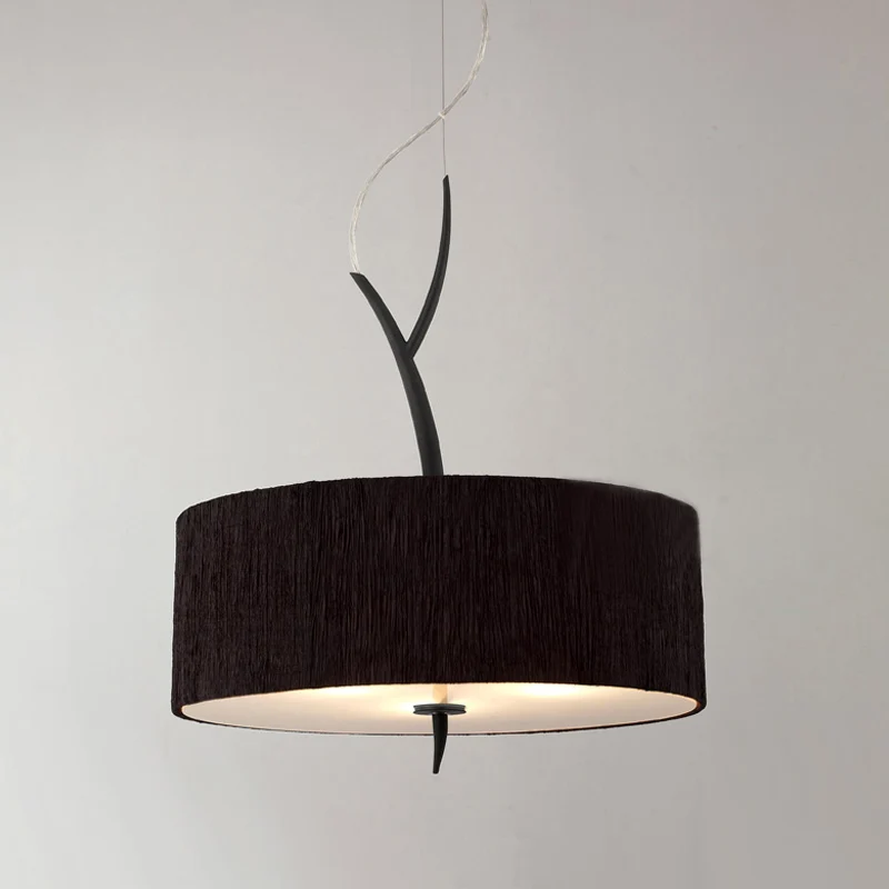 Trommelvormige hangende kroonluchter Minimalistische stof 3 koppen Wit/zwarte plafondophanglamp Clearhalo