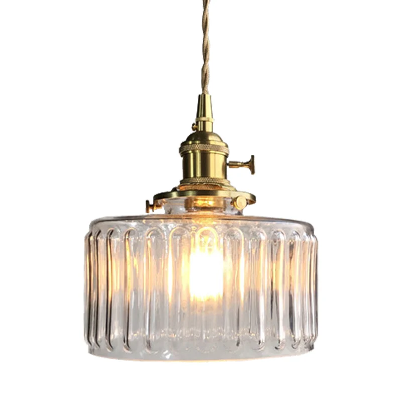 Trommelvormige hanglamp 1 kop Moderne stijlvolle gecanneleerde glazen hanglamp voor galerij Clearhalo