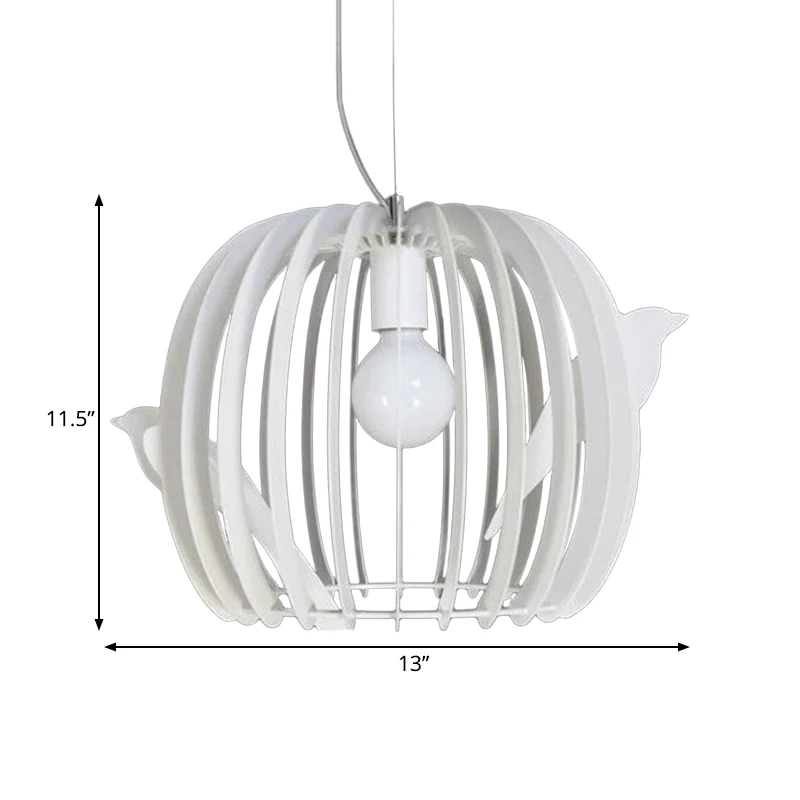 Trommelvormige vogelkooi hanglamp modern ijzer 1-lamp dinette hangende plafondlamp wit met vogeldecor Clearhalo