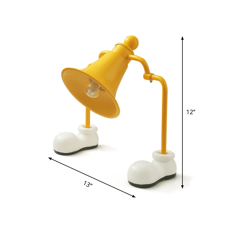 Trompet Leesboeklamp Kinderen Metaal Enkele lamp Geel Studielamp met schoenenbasis Clearhalo