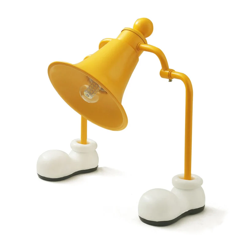 Trompet Leesboeklamp Kinderen Metaal Enkele lamp Geel Studielamp met schoenenbasis Clearhalo