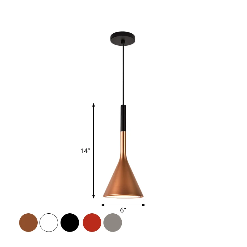 Trompet metalen hanglamp Scandinavische stijl, 1 lamp, rood/wit/zwarte afwerking, hanglamp met neerwaartse verlichting Cle...