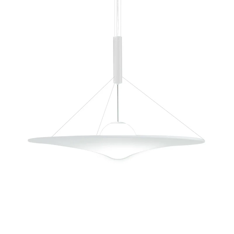 Trompet uitlopende hanglamp, ontwerper crème bolglas, 1 lamp, witte hanglamp Clearhalo