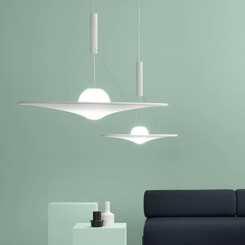 Trompet uitlopende hanglamp, ontwerper crème bolglas, 1 lamp, witte hanglamp Clearhalo