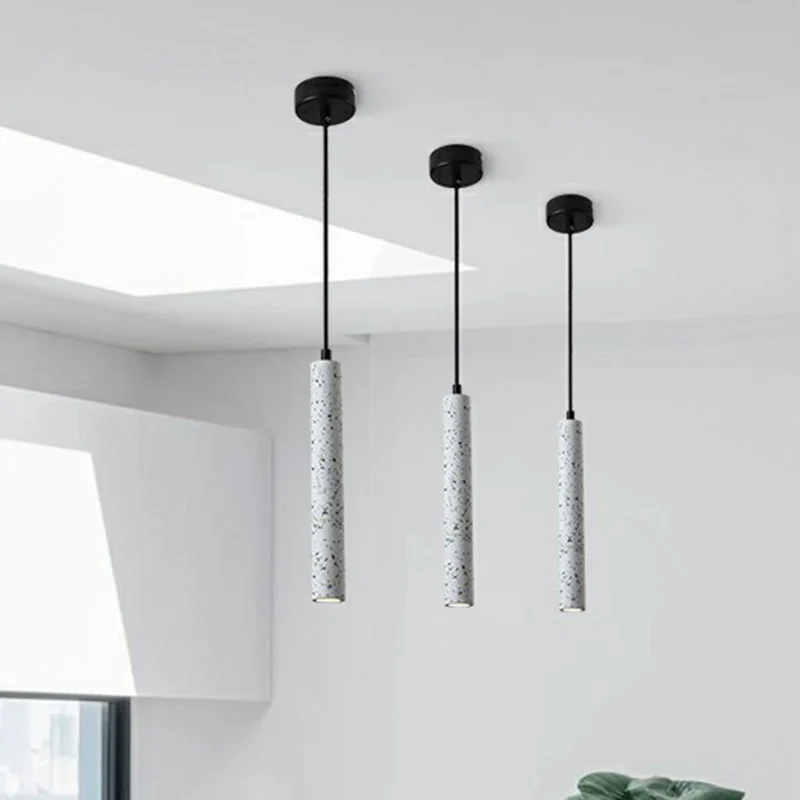 Tube LED-hanglamp Minimalistisch terrazzo eetkamer hangend plafondlicht Clearhalo