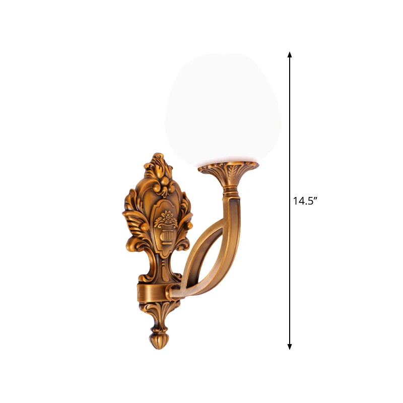 Tulp wit glazen wandlamp Sconce Country 1/2-lamps woonkamer wandverlichtingsarmatuur messing met gebogen arm Clearhalo